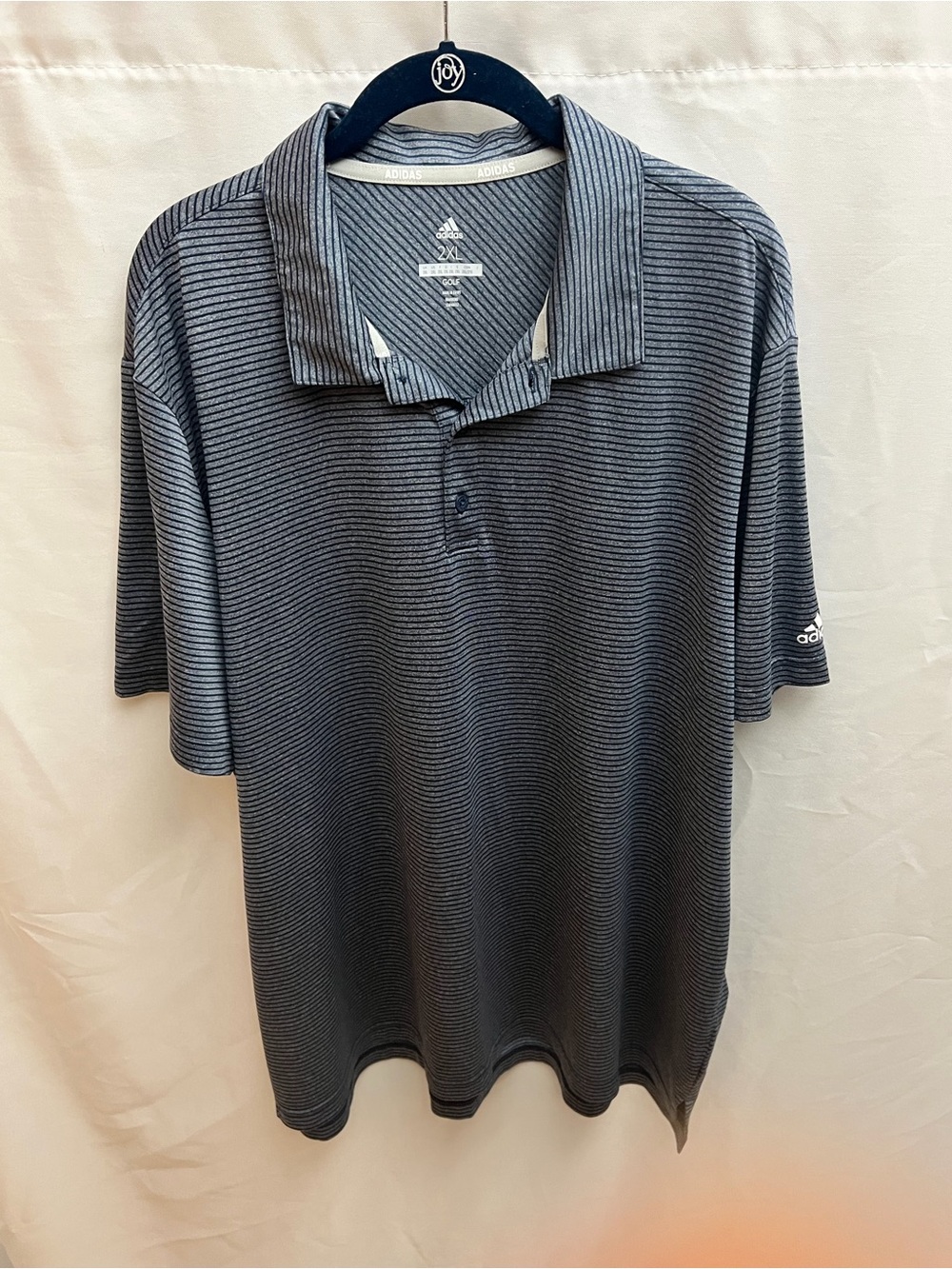 Adidas Golf Men’s 2XL Gray Black Striped Performance Polo Shirt